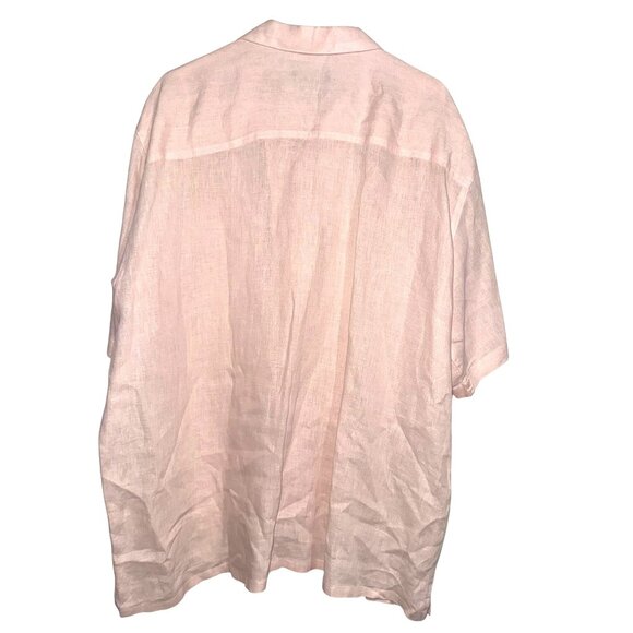 Cabana Mens 2XL Pink Linen Button-Up Shirt Short Sleeve With Pocket Casual Light - Picture 4 of 6